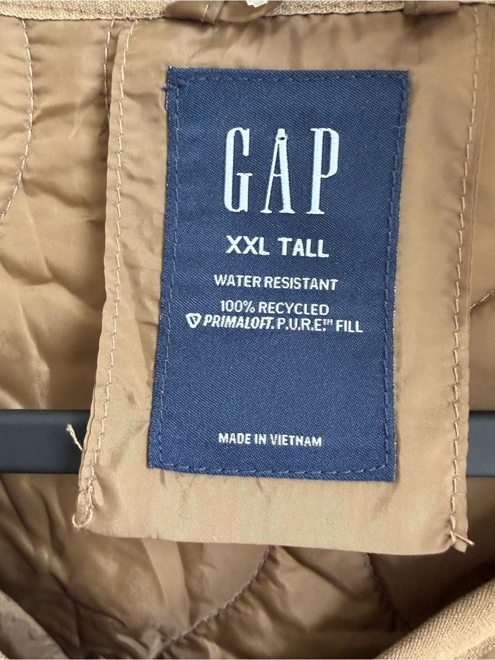 NWT Gap Primaloft Quilted Jacket XXL Tall Dried Moss Water Resistant Lightweight - Picture 4 of 10